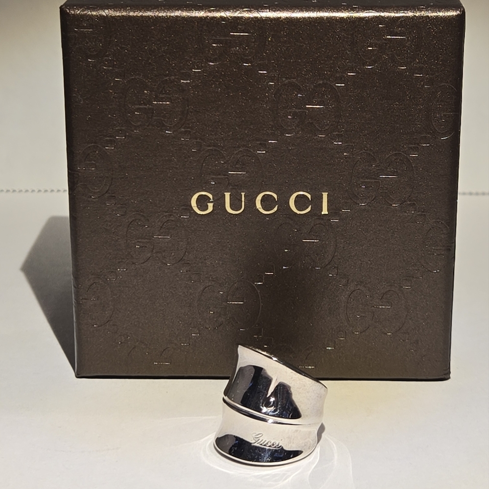 Authentic Gucci Sterling Silver Bamboo Ring Size 7 - Picture 2 of 9